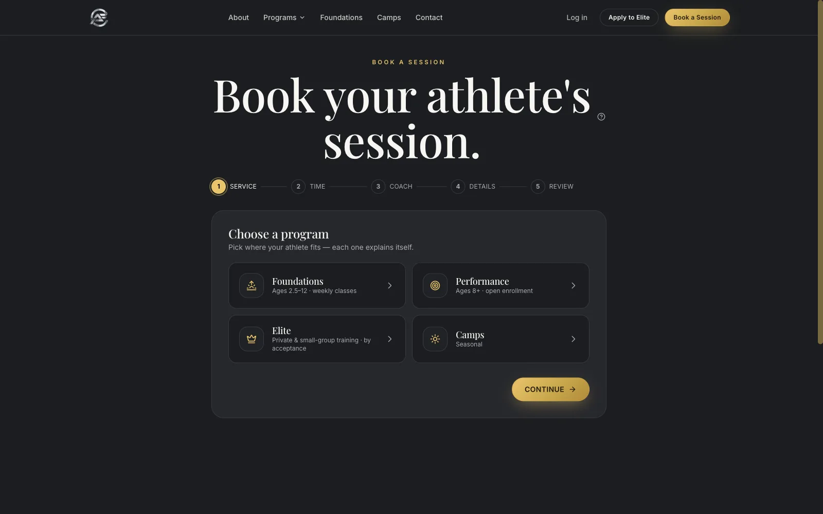 AFC website and booking platform, screenshot 4