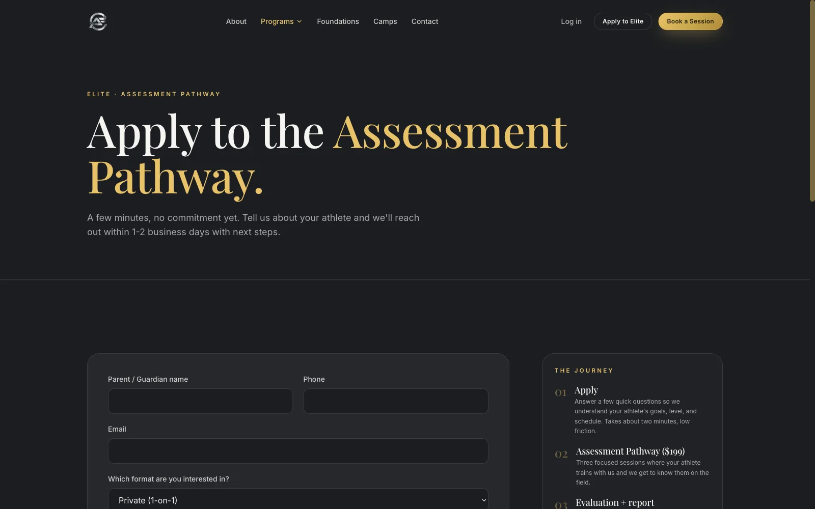 AFC website and booking platform, screenshot 5
